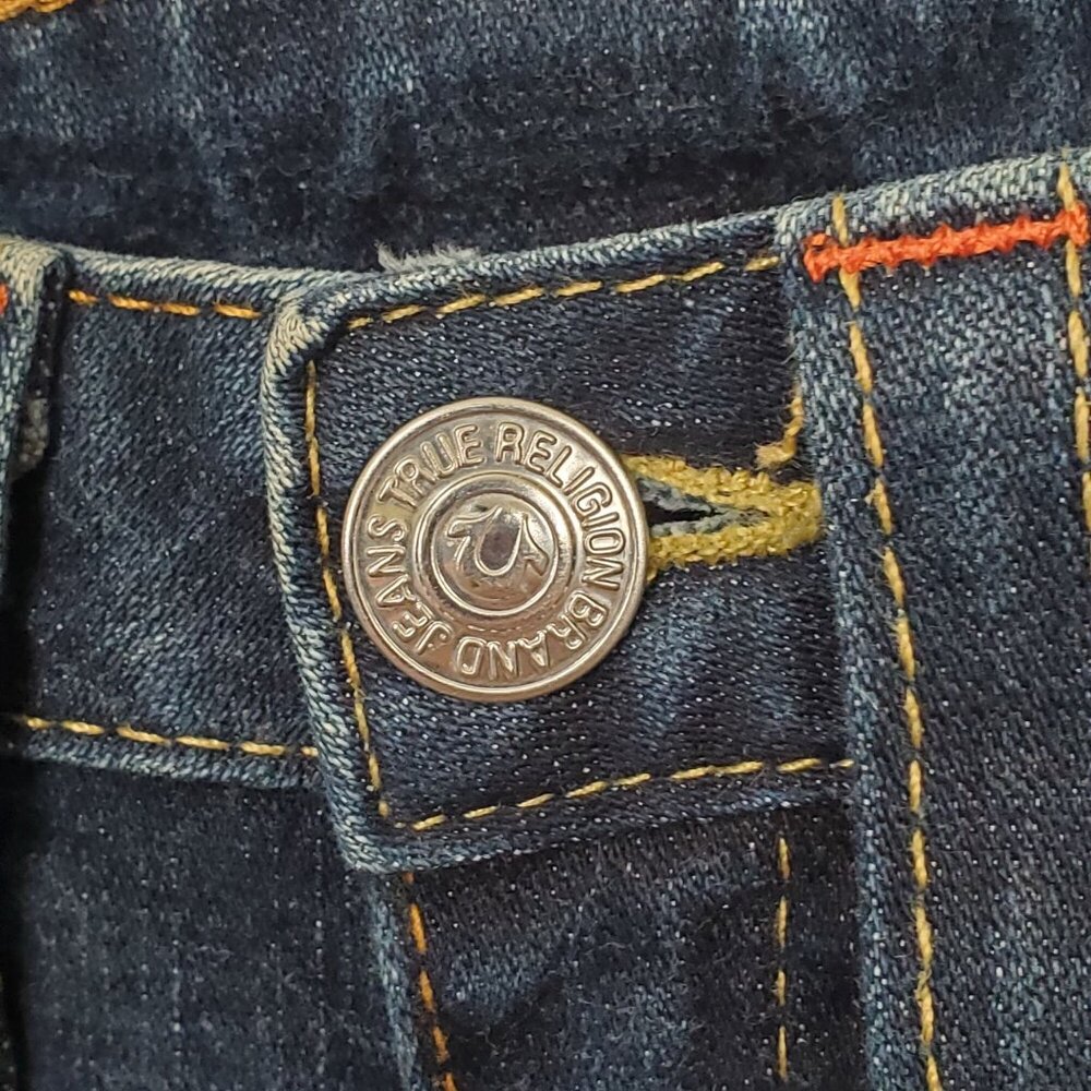 True Religion Women 28 Jeans Dark Low Rise Skinny Stretch Denim Classic Logo - Picture 3 of 13